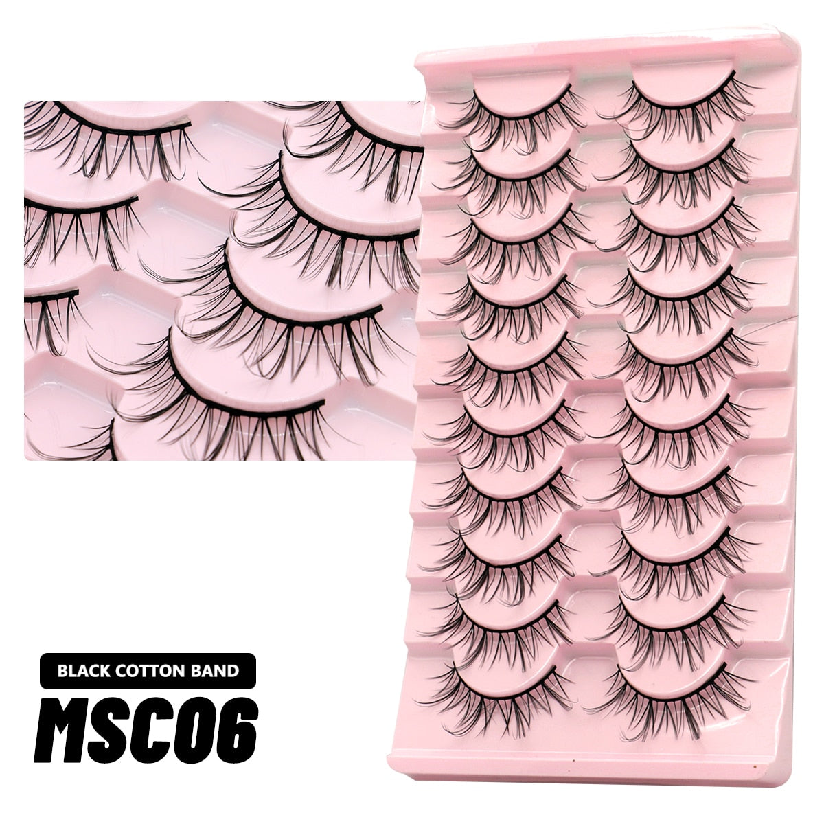 5/10 Pairs Natural False Eyelashes Manga Lashes Fluffy Soft Wispy Cosplay Lash Extension Faux Eyelashes