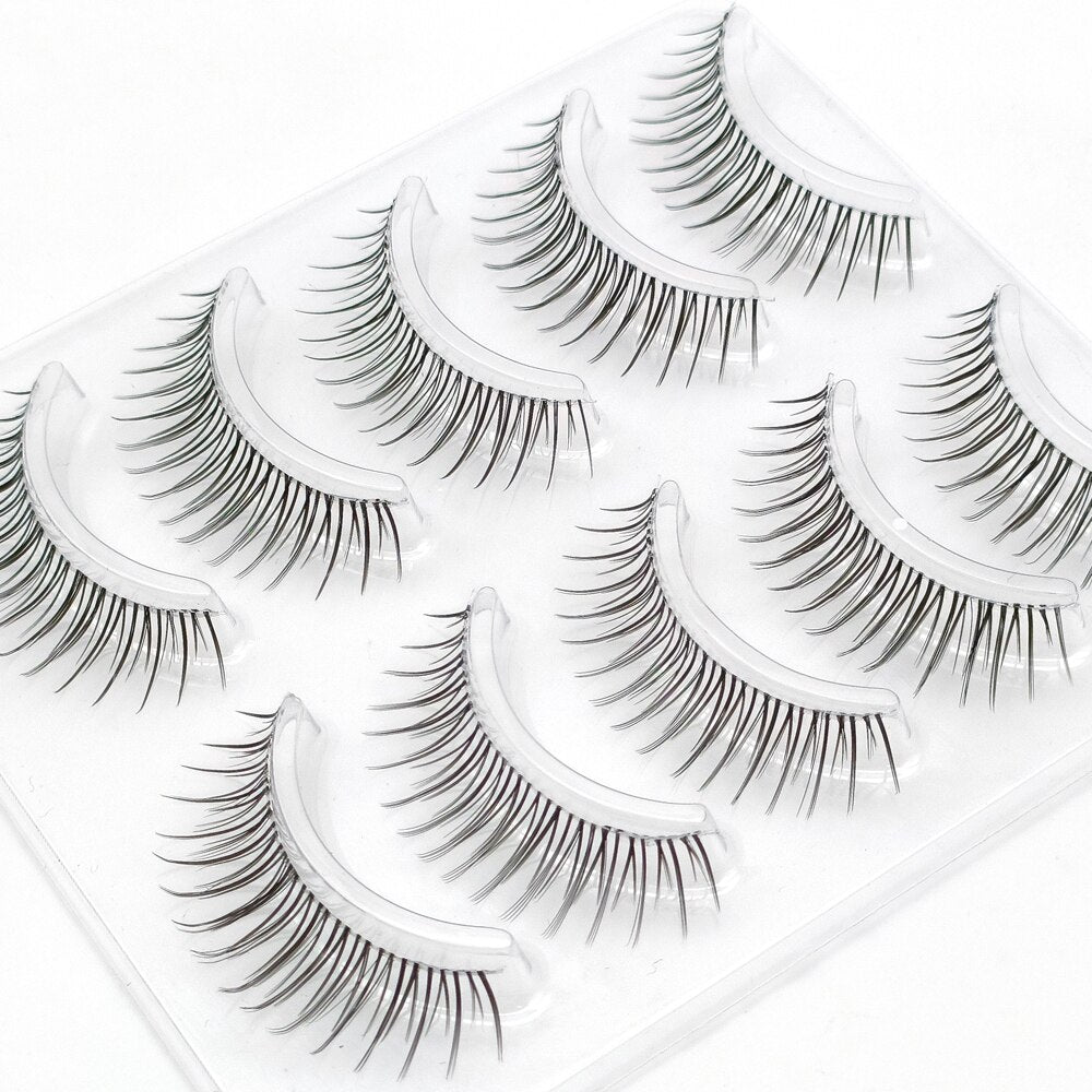 Invisible band Lashes 5 Pairs 3D Faux Mink Lashes Natural short Transparent Terrier Lashes Clear Band Soft Eyelashes
