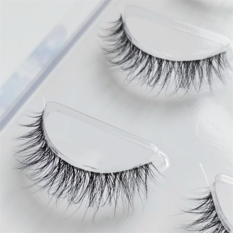 5 pairs short Mink Lashes 3D Mink Eyelashes Invisible Band Natural Black Mink False Eyelash Full Strip Reusable