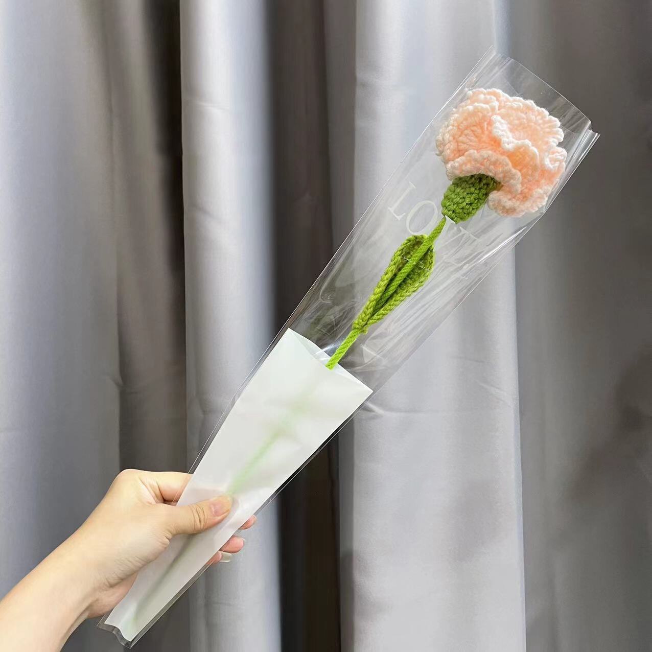 Knitting Flower Rose Carnation Fake Flowers Bouquet Decoration Hand-woven Home Table Decorate Creative Fake Flower Gifts