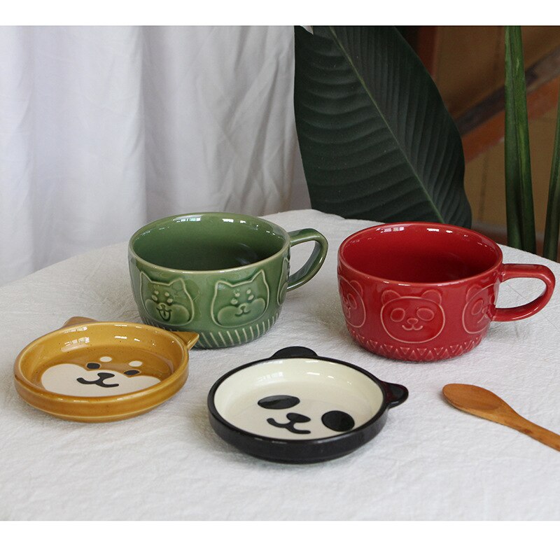 Japanese ceramic cartoon cat mug cute breakfast mug milk mug creative coffee mug with lid couple cup filiżanka porcelanowa