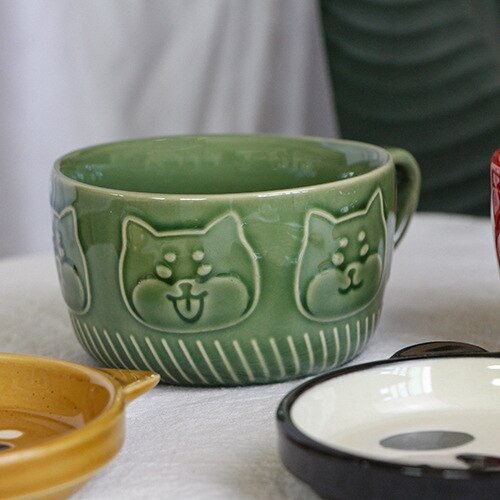 Japanese ceramic cartoon cat mug cute breakfast mug milk mug creative coffee mug with lid couple cup filiżanka porcelanowa
