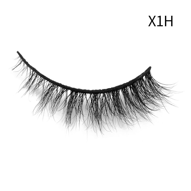 Soft Mink Eyelashes 3D Curl Winged End Eye Elongated Fake Lashes Thick Handmade Natural False Eyelash Messy Cross Lash