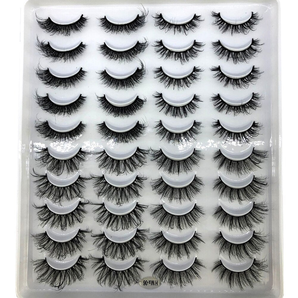 20 Pairs Fluffy Lashes 25mm 3D Mink Lashes Long Thick Natural False Eyelashes Mink Eyelashes
