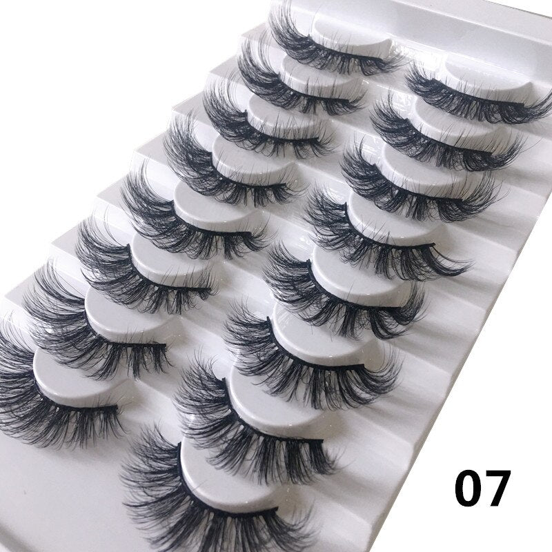 8pairs eyelashes fake lashes long eyelash 25mm mink lashes fluffy dramatic false eyelashes