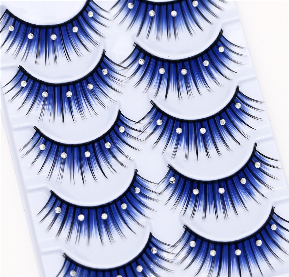 5 pairs eyelash color flash Glitter sequins performance Bushy of fake eyelashes false lashes