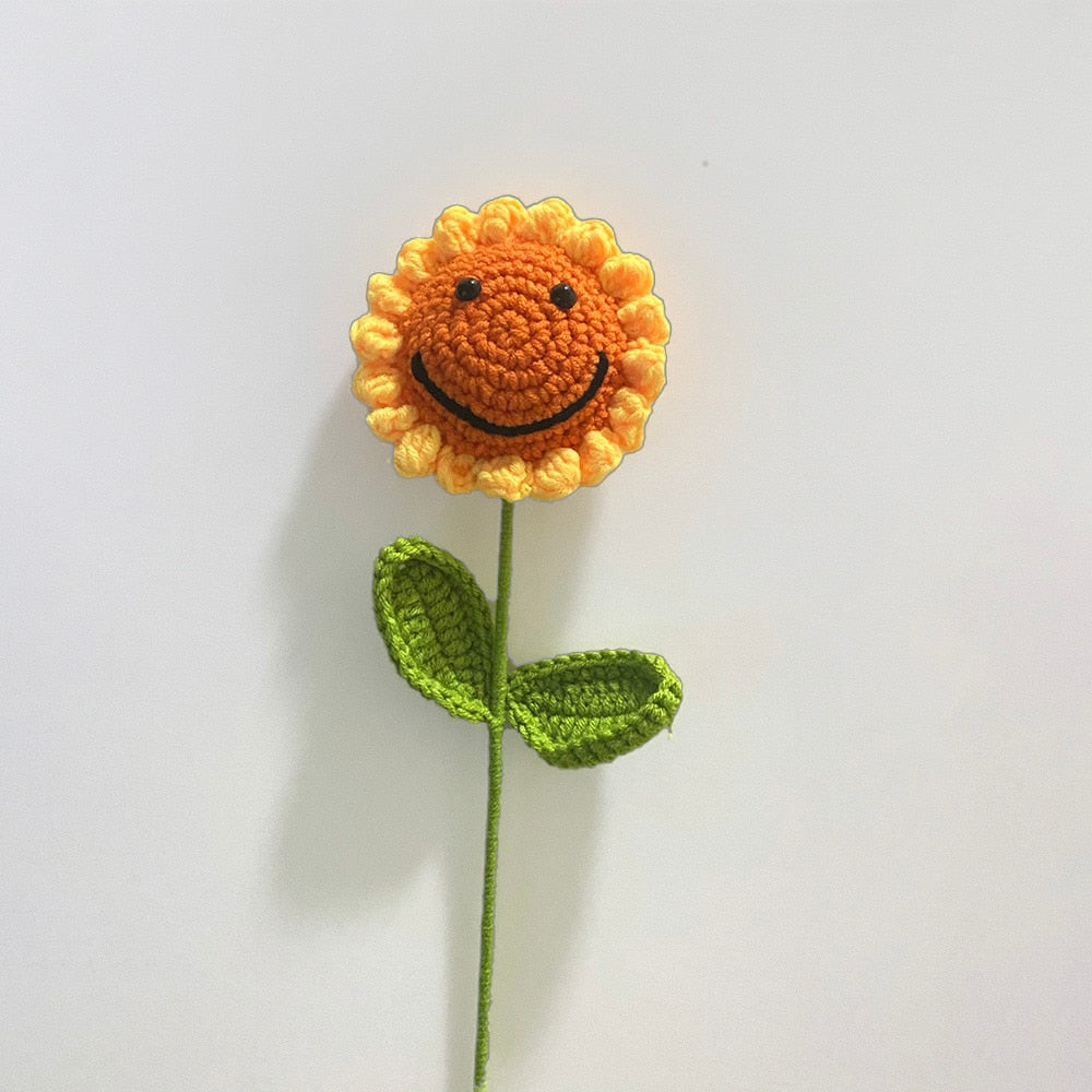 Knitting Flower Rose Carnation Fake Flowers Bouquet Decoration Hand-woven Home Table Decorate Creative Fake Flower Gifts