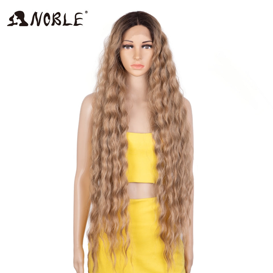 Cosplay Synthetic Lace Wig 30-40 Inch Long Wavy Wig Ombre Blonde Wig Synthetic Hair Wig Wigs Lace Wig