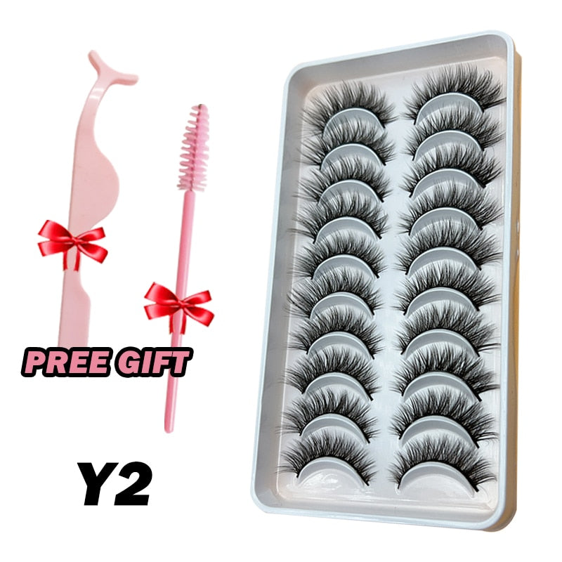Natural Lashes 5/10 Pairs Eyelashes 3D Mink Manga Lashes Strip Lashes Band Soft Light False Eyelashes