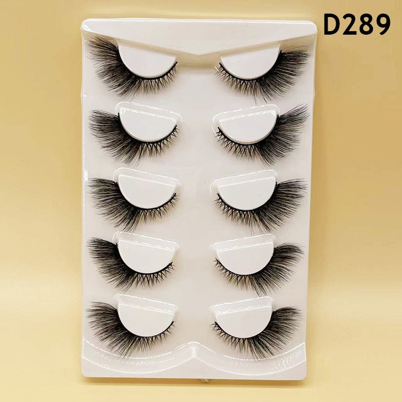 4/5Pair False Eyelashes Handmade Mink Cross Long 3D Winged Eyelash End Eye Elongated Lash Extension Natural