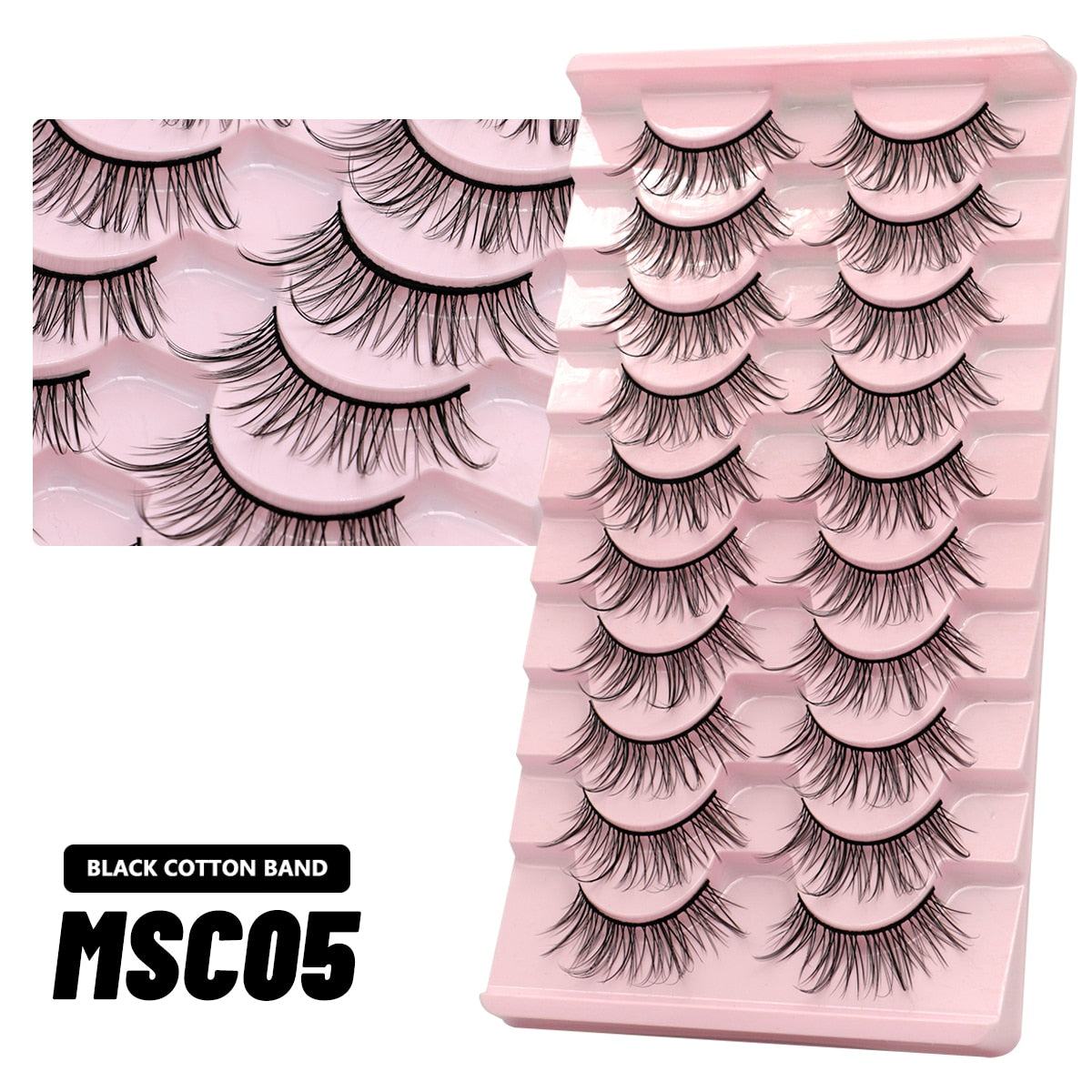 5/10 Pairs Natural False Eyelashes Manga Lashes Fluffy Soft Wispy Cosplay Lash Extension Faux Eyelashes