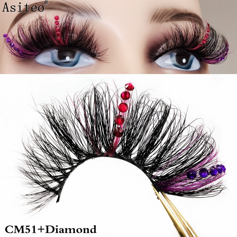 25mm Fluffy Diamond Ombre Colored Mink Lashes 5D Natural Volume Colorful Vegan Eyelashes Makeup