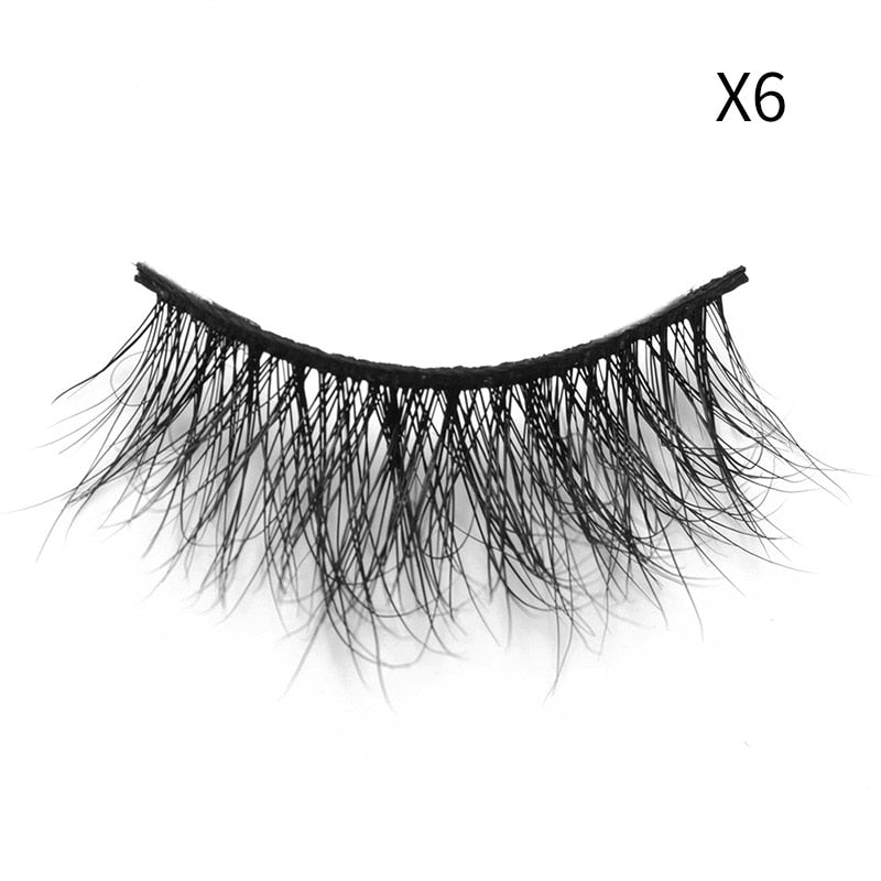 Soft Mink Eyelashes 3D Curl Winged End Eye Elongated Fake Lashes Thick Handmade Natural False Eyelash Messy Cross Lash