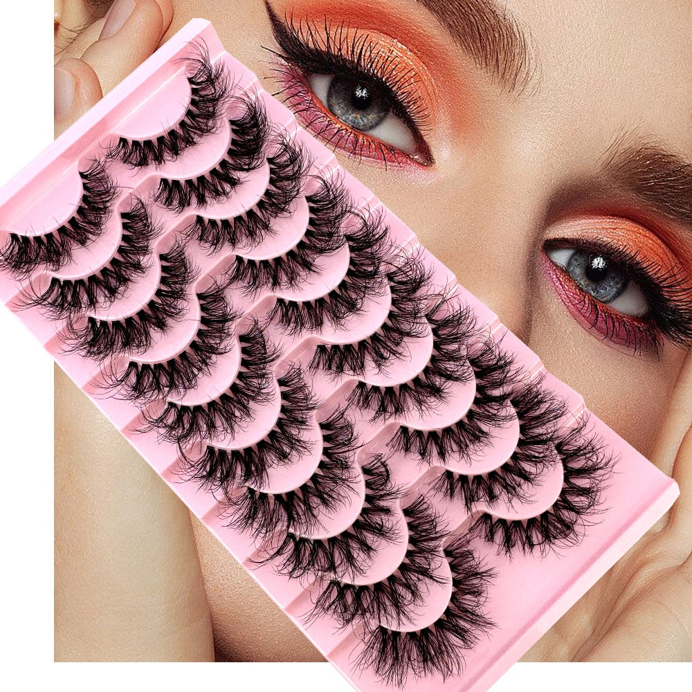 Invisible band Lashes 10 Pairs 3D Faux Mink Lashes Natural short Transparent Terrier Lashes Clear Band Soft Eyelashes Extension