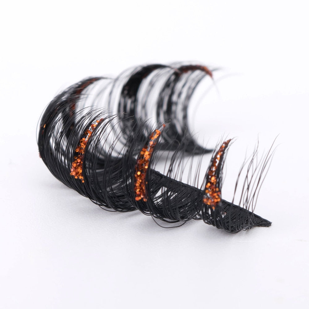 Luminous Dramatic glitter colored lashes Russian volume faux mink strip lashes party sequins false lashes