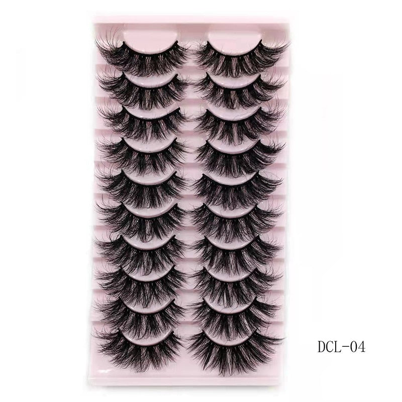 10 Pairs Faux Mink Lashes Natural False Eyelashes Fluffy Soft Wispy Dramatic Volume Lash Extension Wispy Long 3D