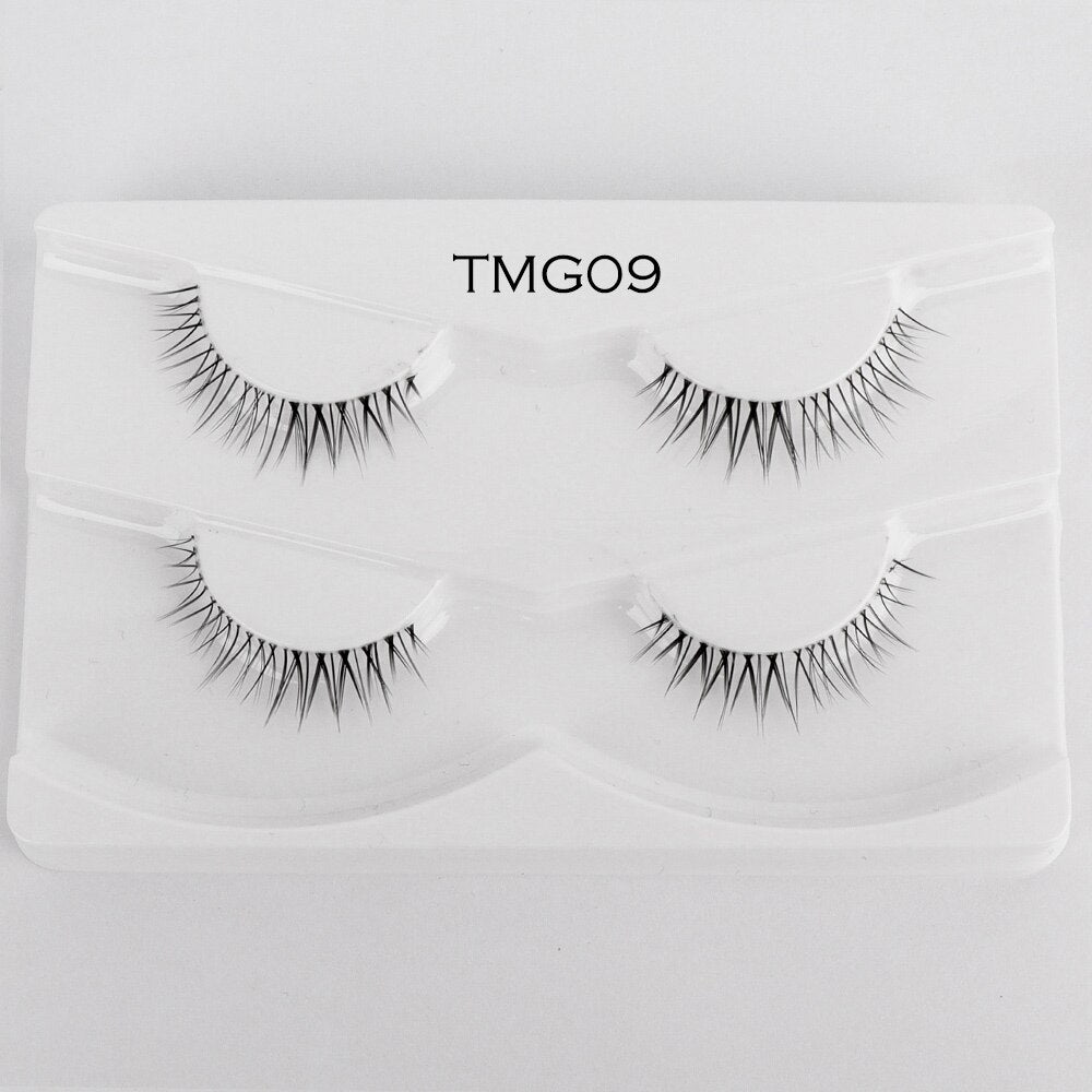 2pairs Clear Band Eyelashes Mink 3D Natural Long False Lashes Invisible Thin Band Eyelash Handmade Crisscross Lashes Makeup