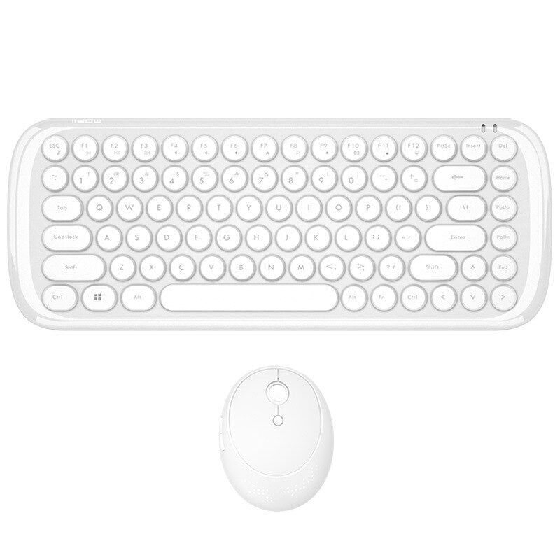 Cute Pink Wireless Keyboard Office Mouse 2.4G Keyboard and Mouse Set Round Key Cap Girly Pink Keyboard Mini Gaming