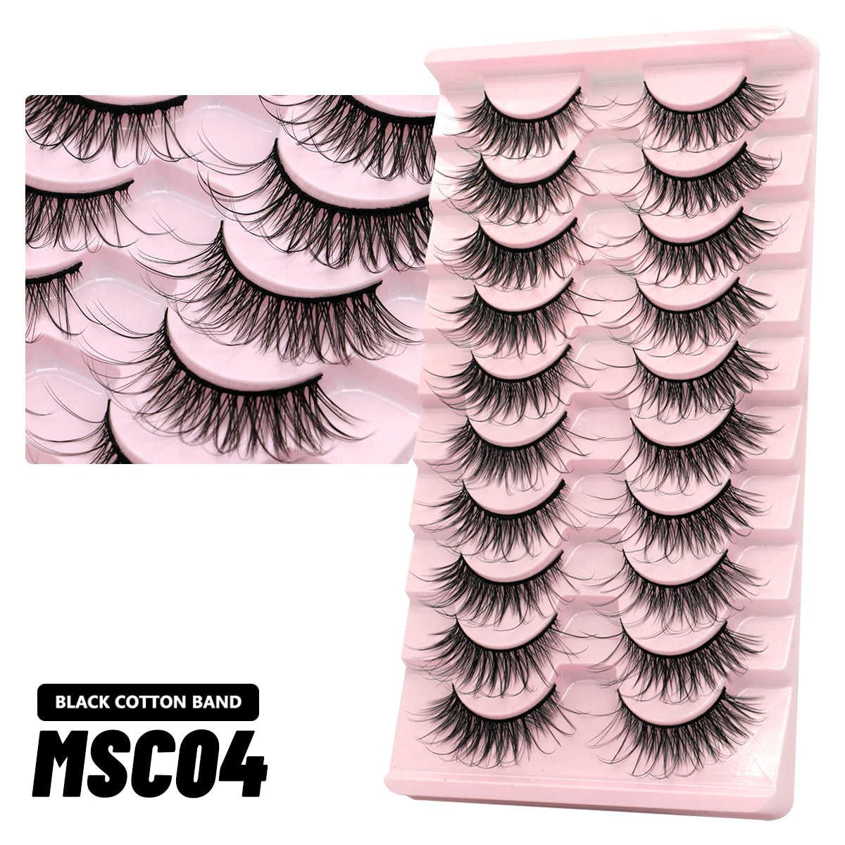 5/10 Pairs Natural False Eyelashes Manga Lashes Fluffy Soft Wispy Cosplay Lash Extension Faux Eyelashes