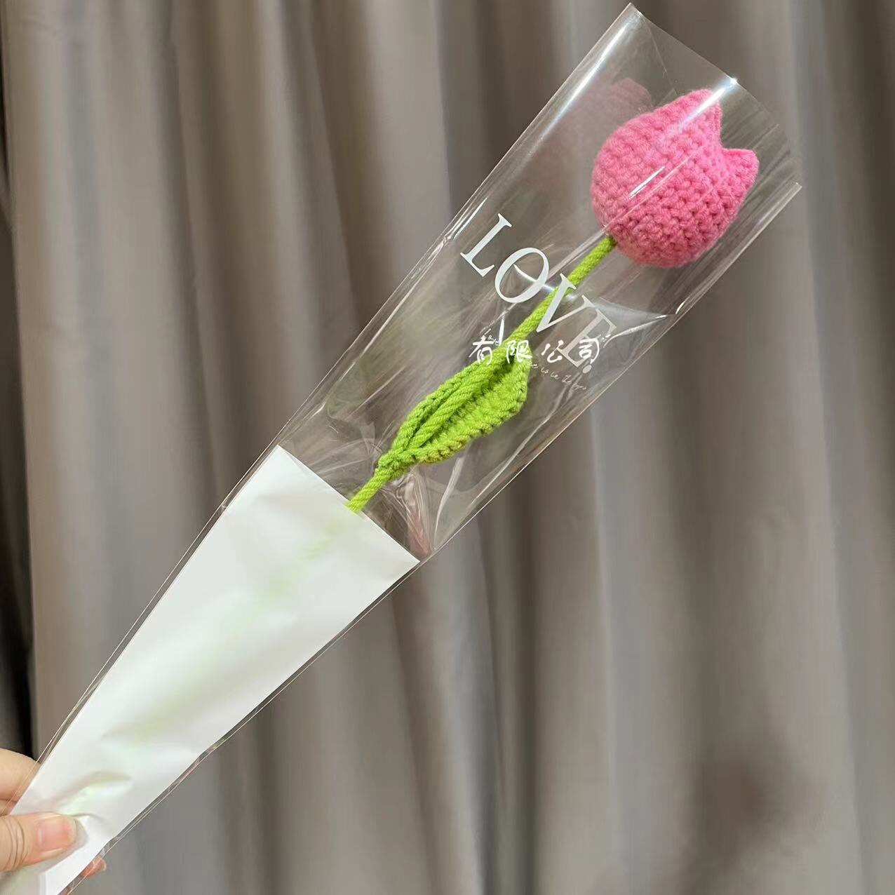 Knitting Flower Rose Carnation Fake Flowers Bouquet Decoration Hand-woven Home Table Decorate Creative Fake Flower Gifts