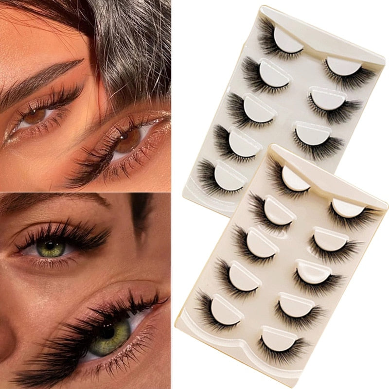 4/5Pair False Eyelashes Handmade Mink Cross Long 3D Winged Eyelash End Eye Elongated Lash Extension Natural