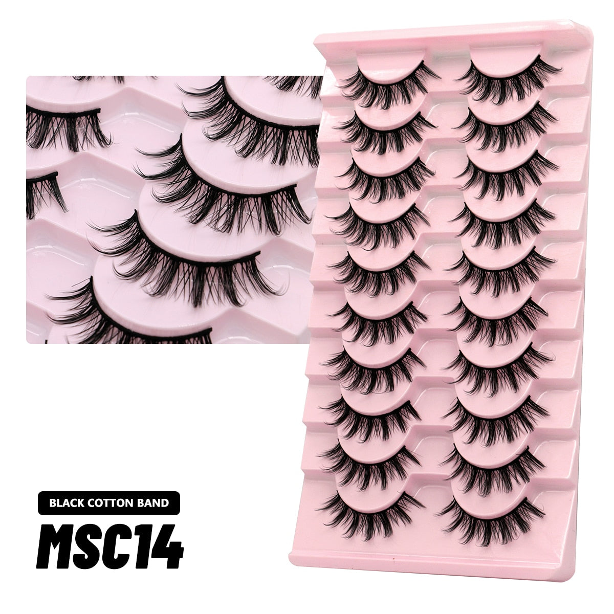 5/10 Pairs Natural False Eyelashes Manga Lashes Fluffy Soft Wispy Cosplay Lash Extension Faux Eyelashes
