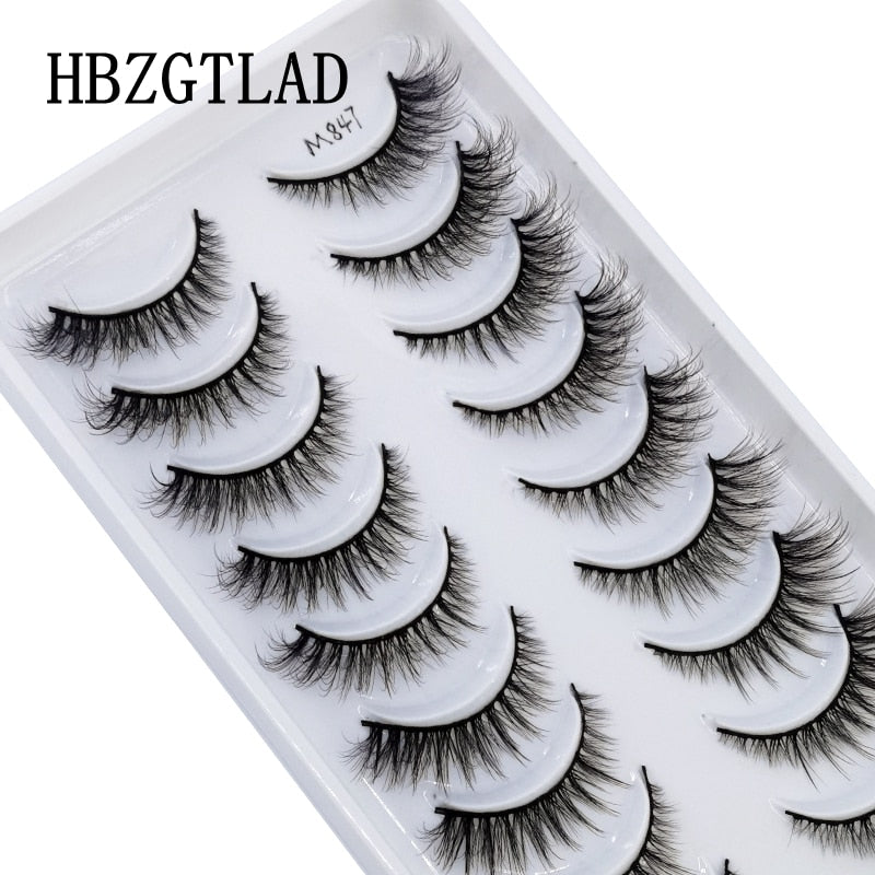 10 pairs Eyelashes 3D Natural False Lashes Fluffy Soft Cross Fake Lashes Wispy Natural
