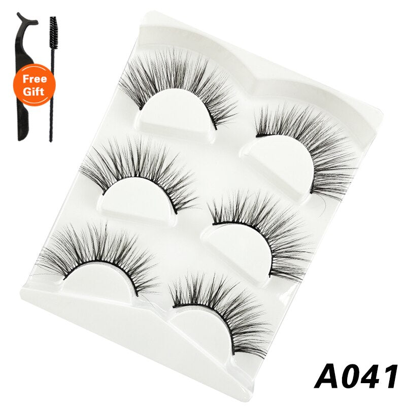 3Pairs 3D Mink False Lashes Faux Cils Natural Fluffy Dramatic Volume Eyelashes Crisscross Soft Eyelash Extension