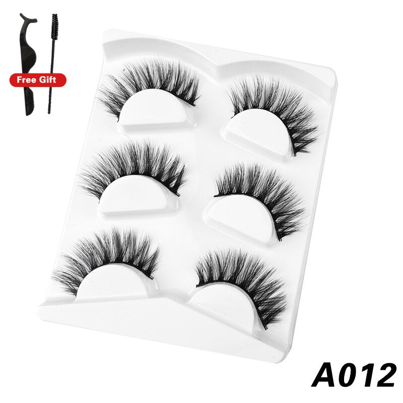 3Pairs 3D Mink False Lashes Faux Cils Natural Fluffy Dramatic Volume Eyelashes Crisscross Soft Eyelash Extension