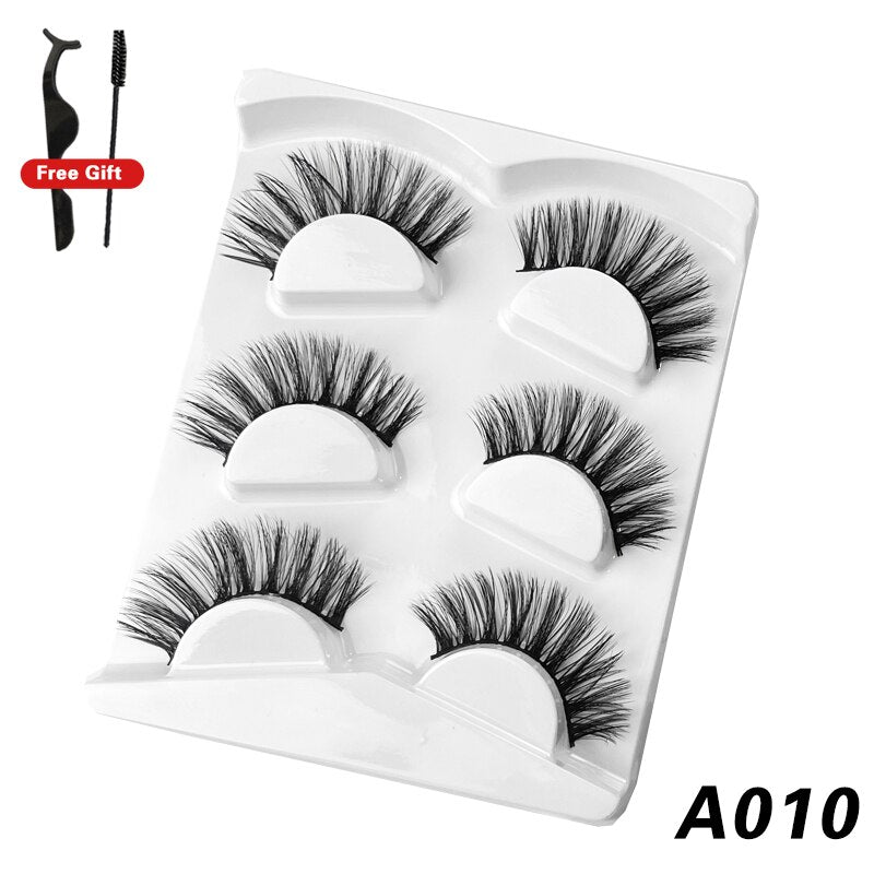 3Pairs 3D Mink False Lashes Faux Cils Natural Fluffy Dramatic Volume Eyelashes Crisscross Soft Eyelash Extension