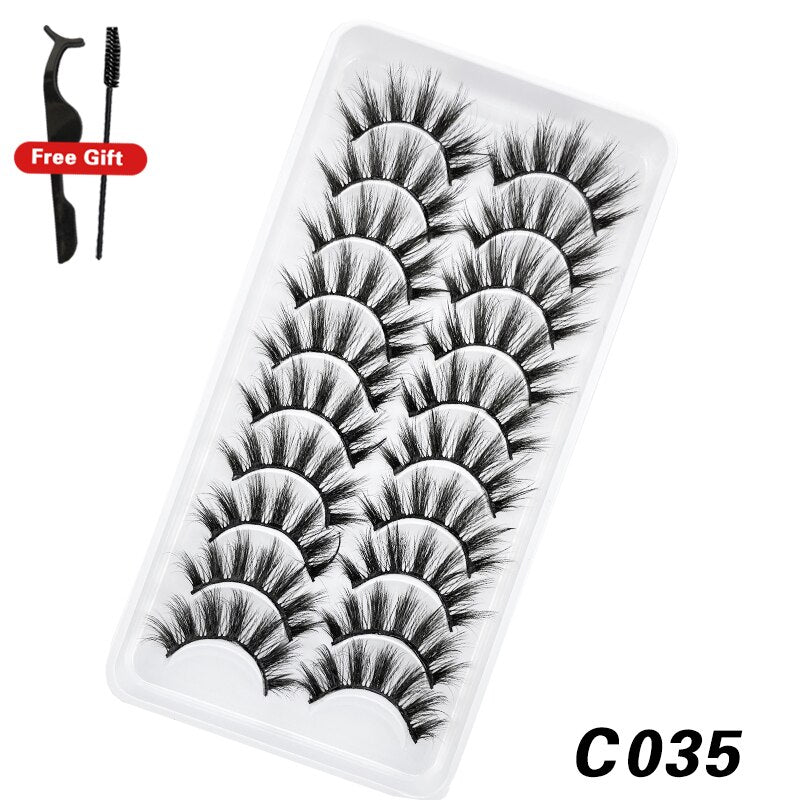 10Pairs 3D Faux Mink Lashes Natural Long Short Full Strip Lashes Soft Plump Eyelashes Extension