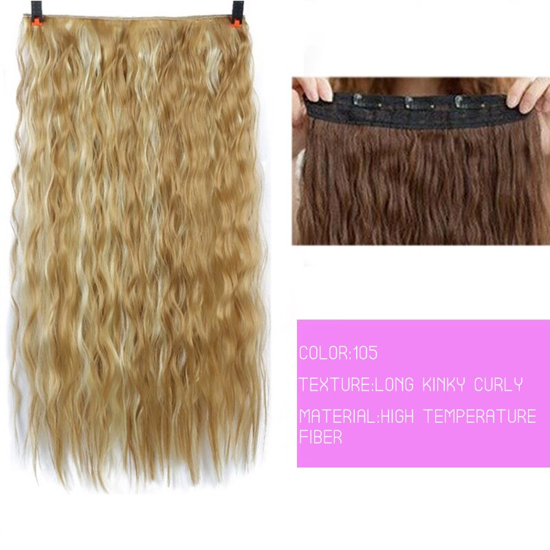 Synthetic Hair Fake Hair Extensions Clip Hairpiece V-Shaped Half Wig Natural Wavy Extension False Strands On Hairpins Women