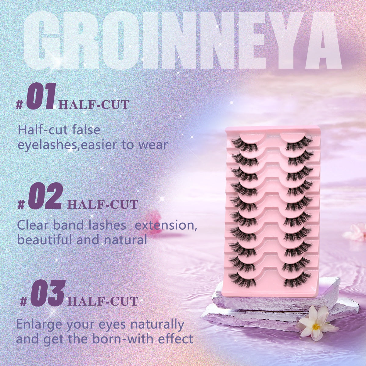 10pairs Clear Band Eye Lashes Mink Eyelashes Crisscross Transparent Band False Eyelashes Natural False Lashes