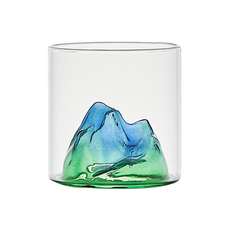 Japanese Whisky Glass Cup 3D Mountain Water Glass Glacier Mug Vodka Wine Cup Glass Fuji Artwork Gift Whisky Bottle Drinkware