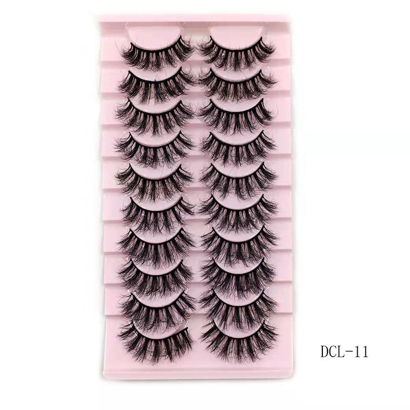 10 Pairs Faux Mink Lashes Natural False Eyelashes Fluffy Soft Wispy Dramatic Volume Lash Extension Wispy Long 3D