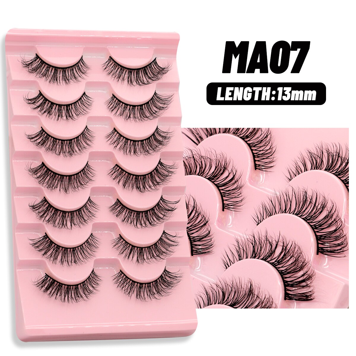 5/10 Pairs Natural False Eyelashes Manga Lashes Fluffy Soft Wispy Cosplay Lash Extension Faux Eyelashes