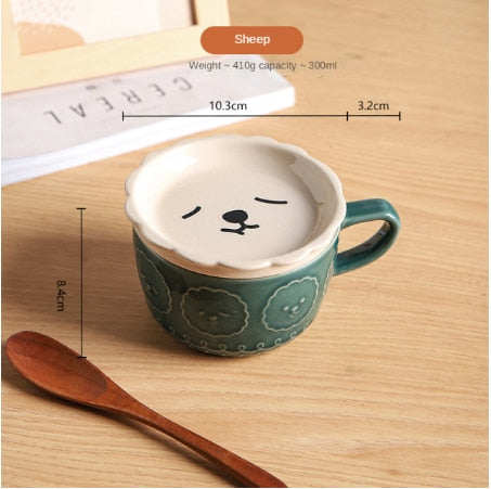 Japanese ceramic cartoon cat mug cute breakfast mug milk mug creative coffee mug with lid couple cup filiżanka porcelanowa