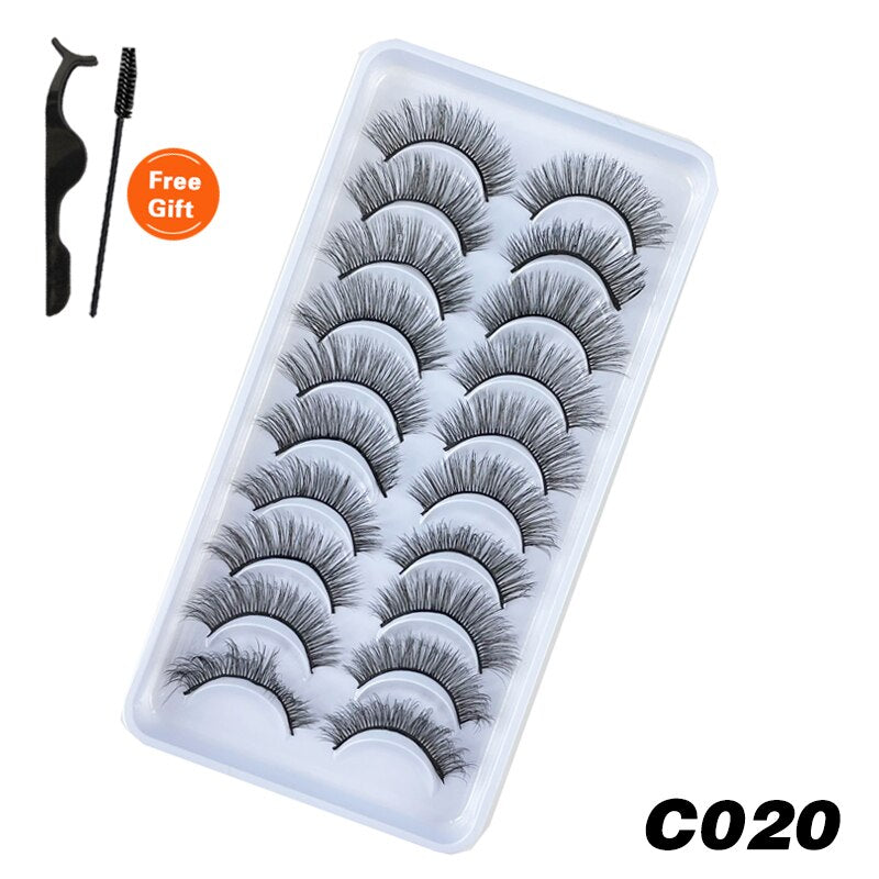10Pairs 3D Faux Mink Lashes Natural Long Short Full Strip Lashes Soft Plump Eyelashes Extension
