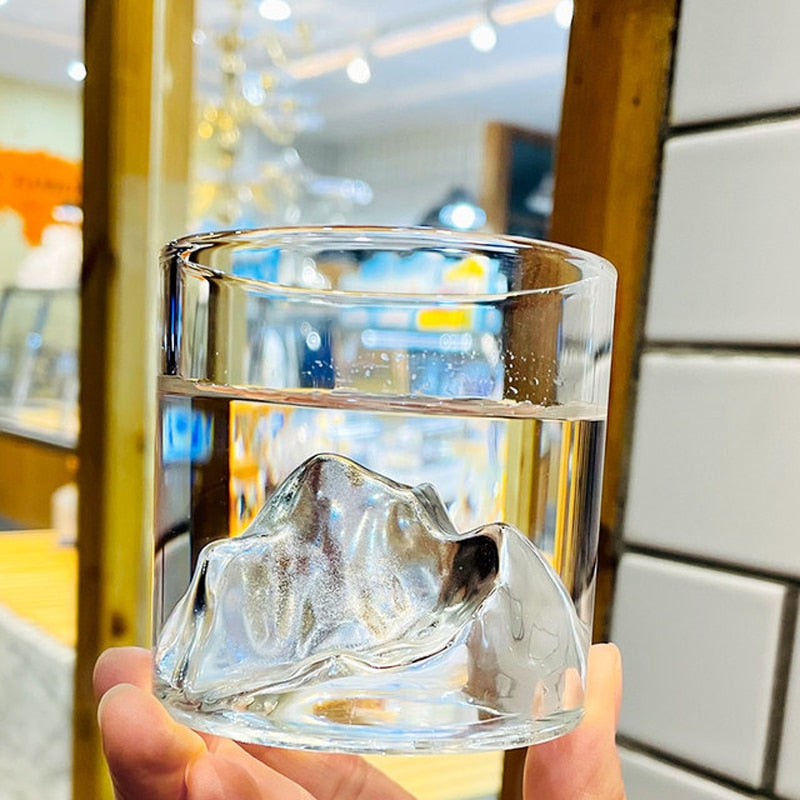 Japanese Whisky Glass Cup 3D Mountain Water Glass Glacier Mug Vodka Wine Cup Glass Fuji Artwork Gift Whisky Bottle Drinkware
