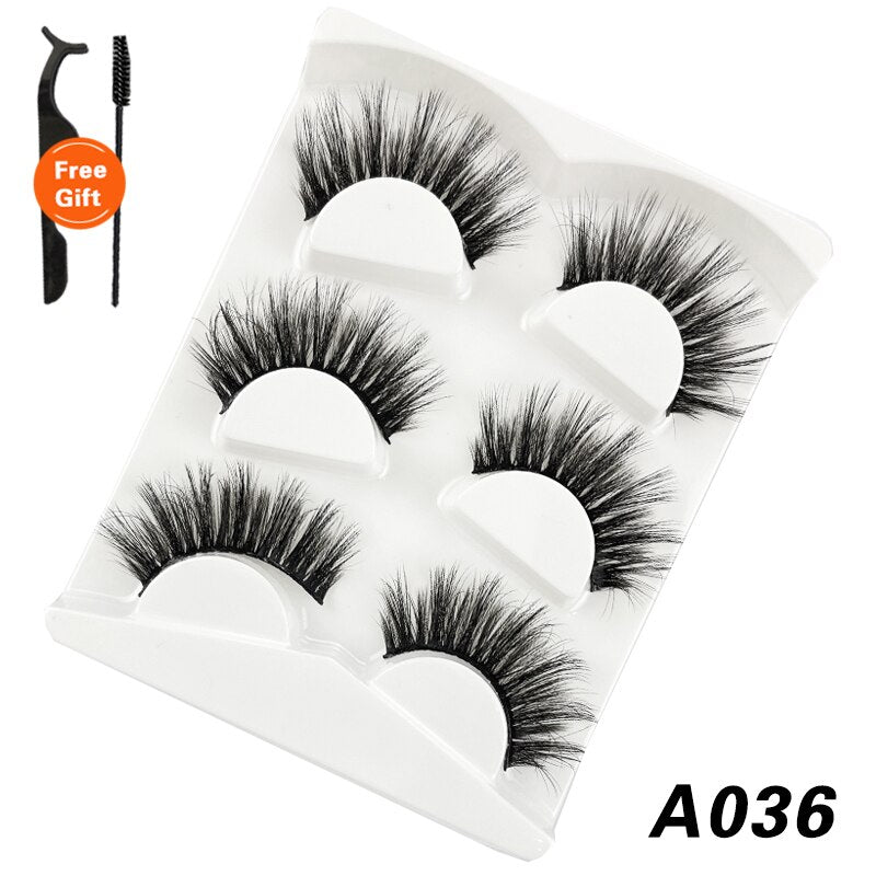 3Pairs 3D Mink False Lashes Faux Cils Natural Fluffy Dramatic Volume Eyelashes Crisscross Soft Eyelash Extension