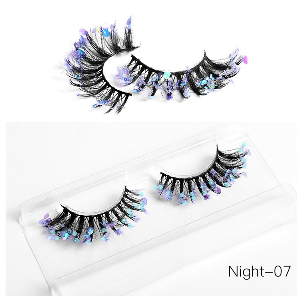 1Pair Colored Lashes Natural Long Butterfly Eyelashes Handmade Full Strip Faux Mink Lashes With Butterflies Luminous Eyelash