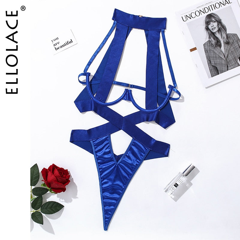 Bandage Sexy Lingerie Bodysuit Women Halter Hollow Out Exotic Clothes Black Porn Bottom Sissy Hot Sensual Body