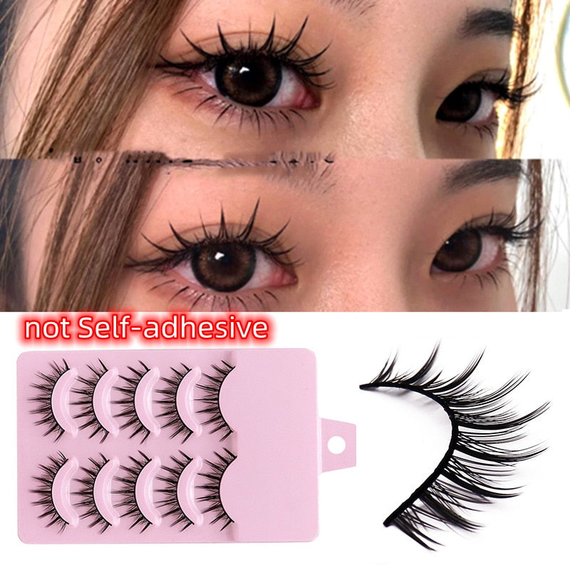 5 Pairs 3d Faux Mink Manga Lashes Little Devil Fairy 3D False Eyelashes Natural Lash Extension