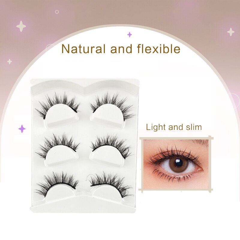3Pairs 3D Mink False Lashes Faux Cils Natural Fluffy Dramatic Volume Eyelashes Crisscross Soft Eyelash Extension