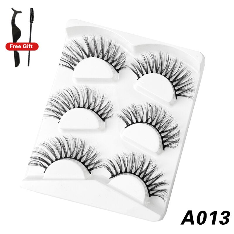 3Pairs 3D Mink False Lashes Faux Cils Natural Fluffy Dramatic Volume Eyelashes Crisscross Soft Eyelash Extension