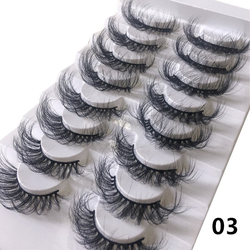 8pairs eyelashes fake lashes long eyelash 25mm mink lashes fluffy dramatic false eyelashes