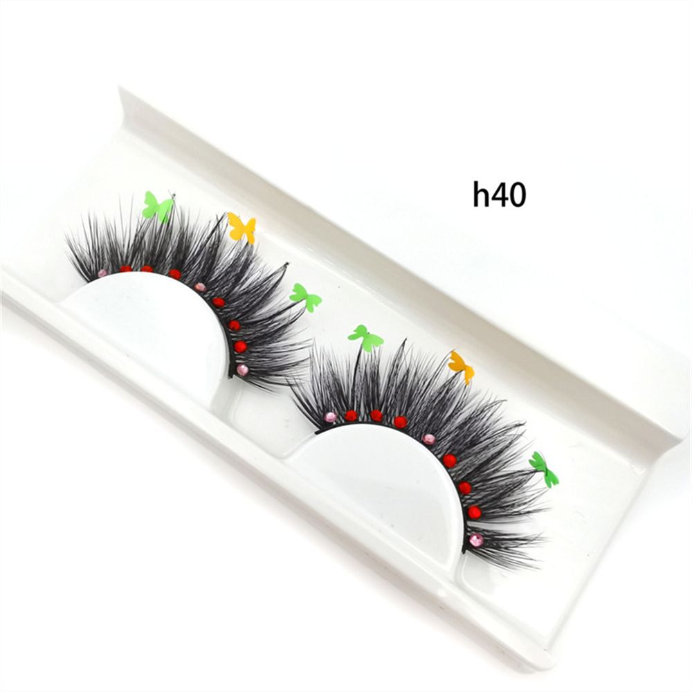 Faux Mink Butterfly Eyelashes With Packaging Boxes 3D Fluffy Glitter Sequins Thick Lash Colorful Shiny Star Flower Lashes