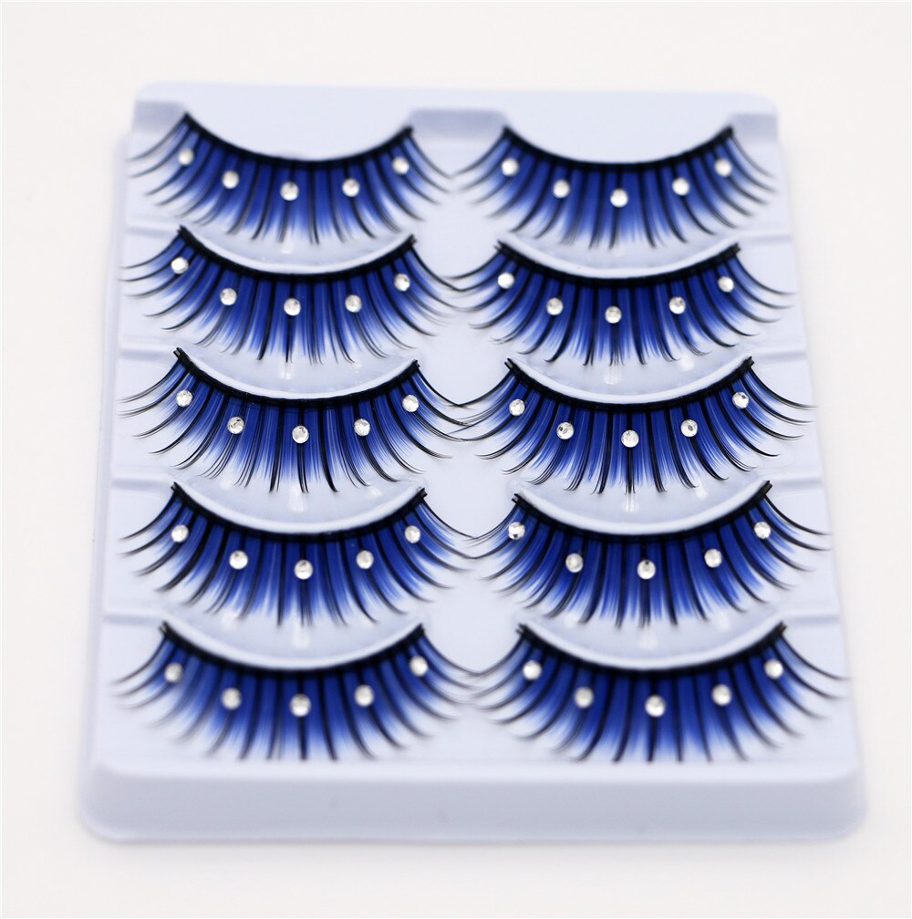5 pairs eyelash color flash Glitter sequins performance Bushy of fake eyelashes false lashes