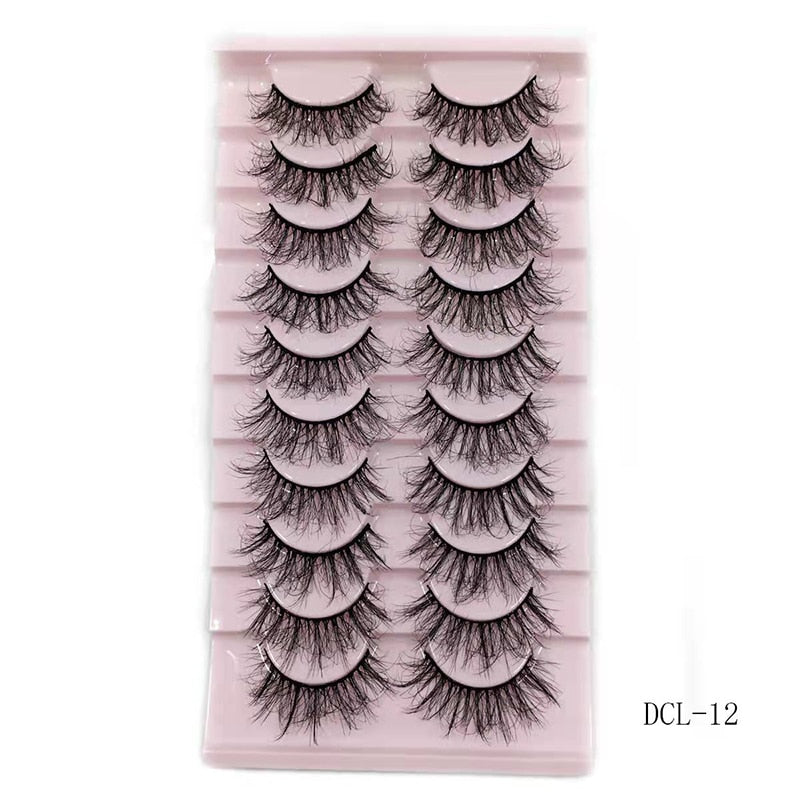 10 Pairs Faux Mink Lashes Natural False Eyelashes Fluffy Soft Wispy Dramatic Volume Lash Extension Wispy Long 3D