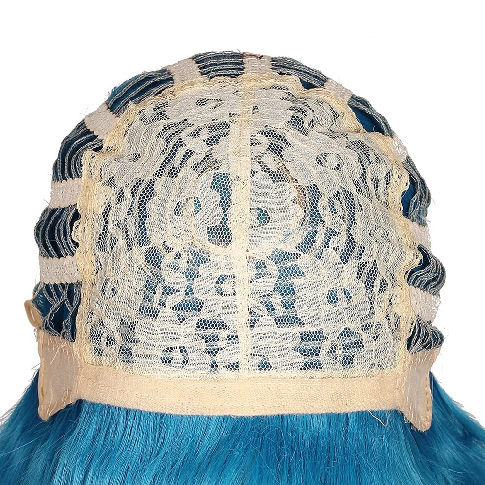 Game Genshin Impact Ganyu Cosplay Halloween Long Curly Hairband Bangs Blue Gradient Wig Ladies Heat Resistant Synthetic Wig